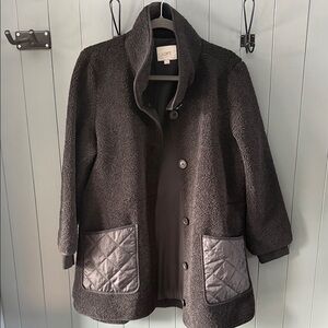 LOFT Women's Black Teddy Jacket with Quilted Pockets